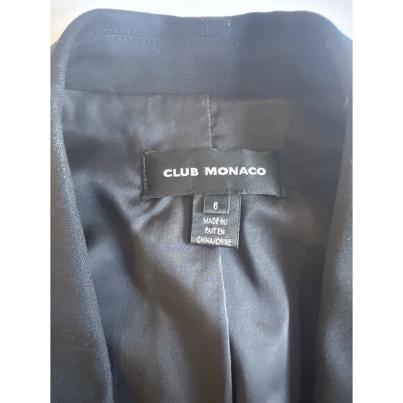 Club Monaco Black Satin-Trim Open Front Blazer Jacket Size 6 - Picture 9 of 12